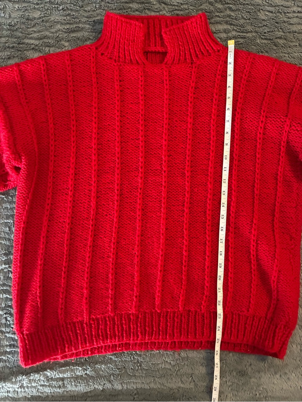 Oversized Red Chunky Rib Knit Sweater - Picture 5 of 7